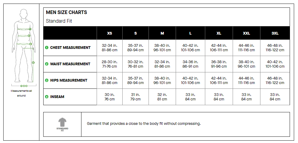 Louis Garneau men's sizing chart